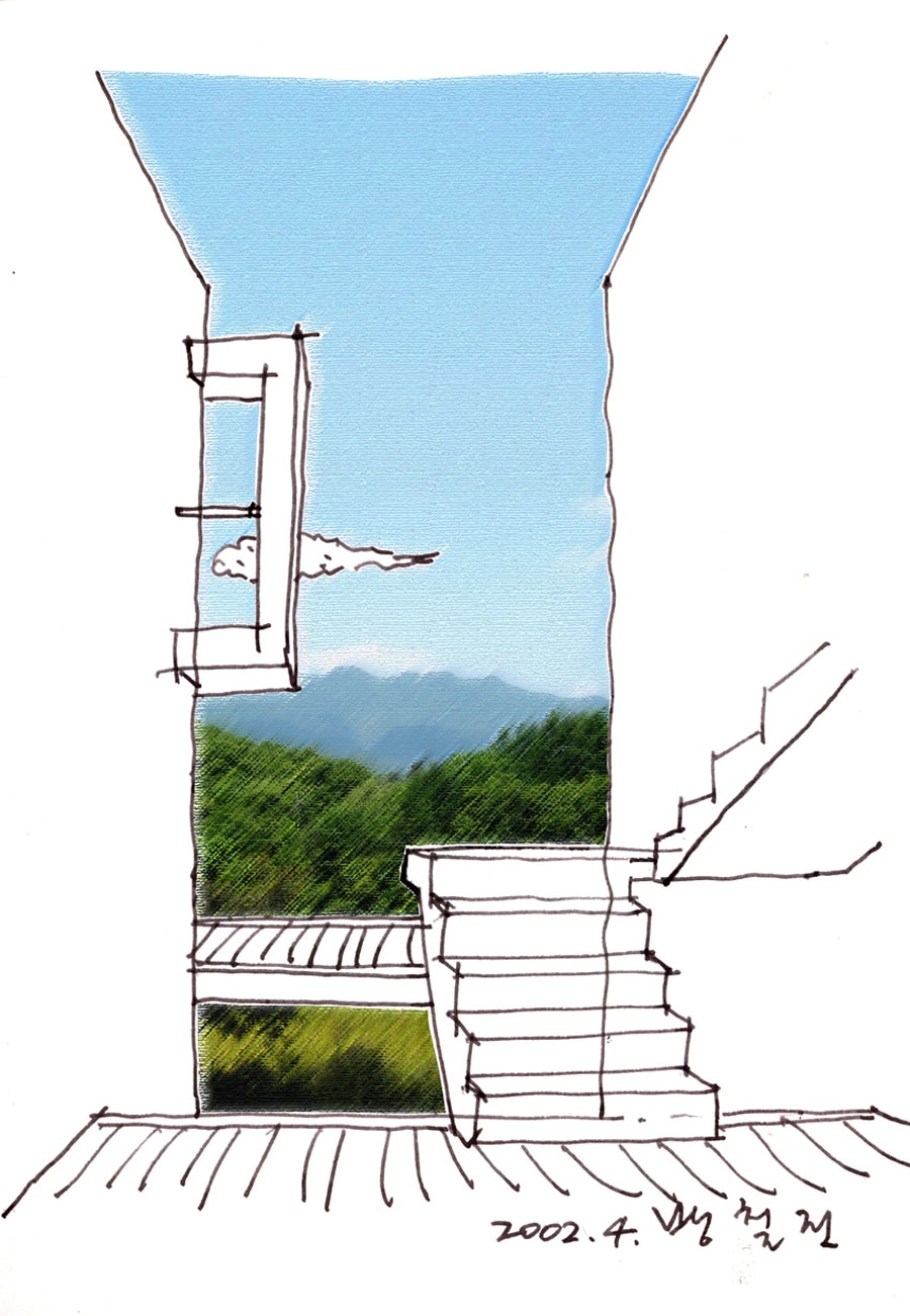 객실 사이공간으로 열리는 풍경